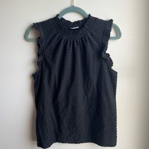 J.Crew Black Textured Polka Dot Tank Top